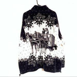 Art Unlimited Sportswear Full Zip Horse & Buggy Fleece Jacket Size XXL